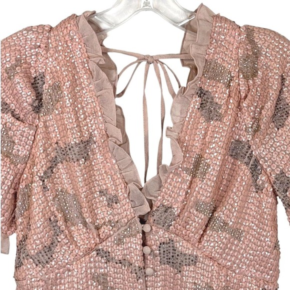 NEW Anthropologie Forever That Girl‎ Sequin Top Ruffle Trim Blouse Party XS - Picture 8 of 16